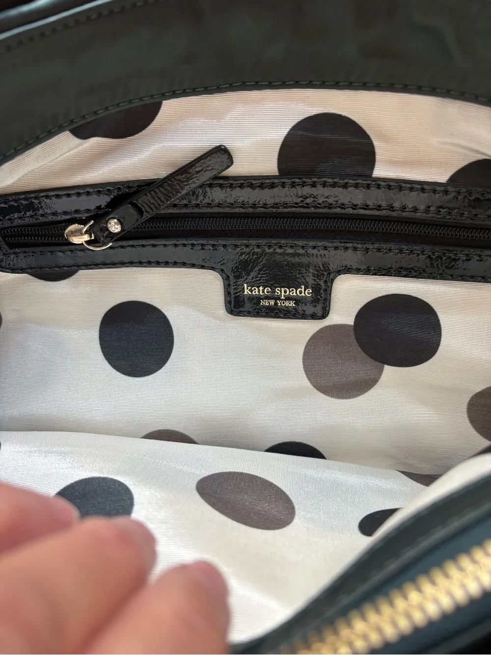 kate spade Forest Green Tote with Black Ribbon Handles
